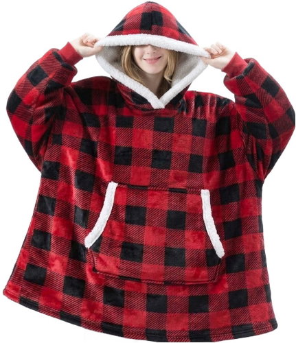 KAPTAN checked warm hooded blanket hoodie - Wearable Blanket - Main image