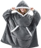 KAPTAN Hřejivá mikinová deka s kapucí šedá - Wearable Blanket