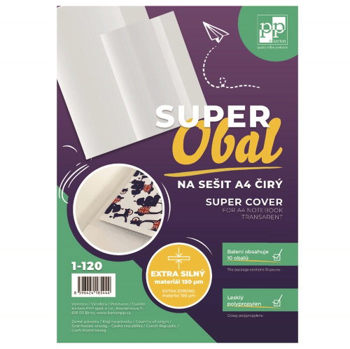 CARDBOARD P+P SUPEROBAL clear, PP 150 micron, A4 - pack of 10 - Notebook Cover - Main image