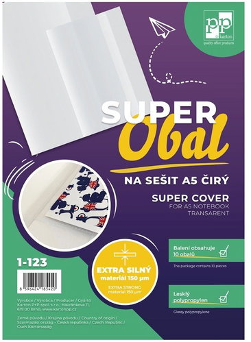 CARDBOARD P+P SUPEROBAL clear, PP 150 micron, A5 - pack of 10 - Notebook Cover - Main image