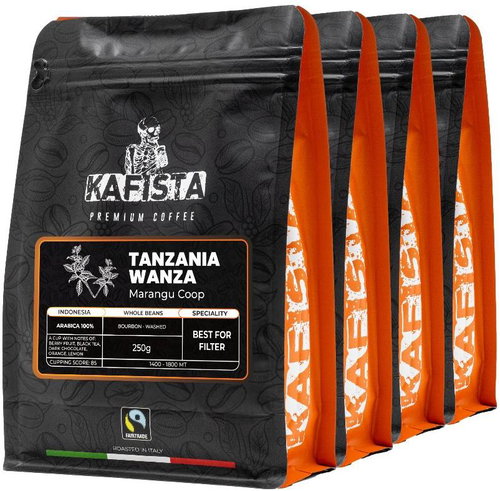 Kafista Selected coffee "Tanzania Wanza" - 100% Arabica - Coffee Beans, Roasted in Italy 4 × 250 g - Coffee - Main image
