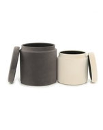 Stool Hocker Zora 225 Set 2 pcs Grey / Ivory - Ottoman