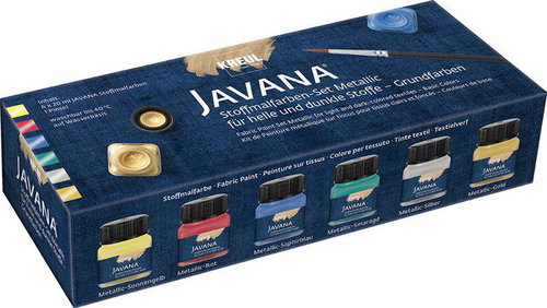 KREUL JAVANA sada metalických barev na světlý a tmavý textil 6 × 20 ml - Textilfesték - Fő fotó
