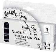 KREUL HANDLETTERING na porcelán a sklo, černé, 4 ks - Marker
