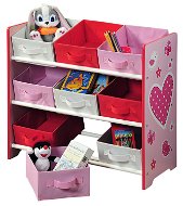 Kesper Children's Storage Rack with 9 Textile Drawers, Pink - Shelf