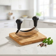 KESPER Herb cutting board with knife, 16 × 16 × 1,8 cm, steel/bamboo - Cutting Board