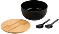 KESPER fruit and salad bowl with cutlery and bamboo lid, diameter 24 cm, black, 58470 - Bowl
