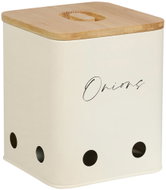 KESPER Onion storage container 14,5 × 17,5 cm, metal/bamboo, white - Kitchen Organiser