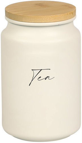 KESPER Storage container for tea, diameter 9,5 cm, metal/bamboo, white - Kitchen Organiser - Main image