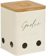 KESPER Garlic storage jar 11,2 × 15 cm, metal/bamboo, white - Kitchen Organiser