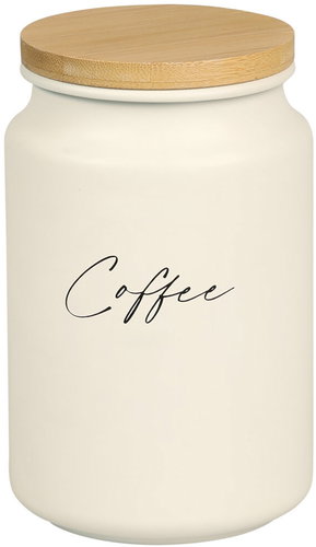 KESPER Coffee storage container, diameter 9,5 cm, metal/bamboo, white - Kitchen Organiser - Main image