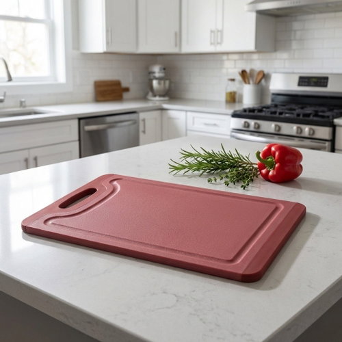 KESPER Cutting board with non-slip coating, height 8 × 235 mm, red - Cutting Board - Main image