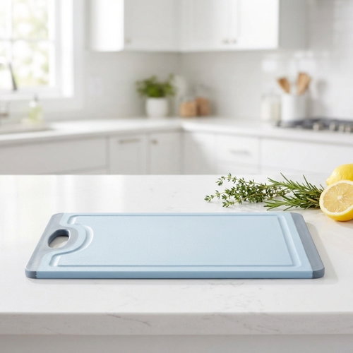 KESPER Cutting board with non-slip coating, height 8 × 295 mm, light blue - Cutting Board - Main image