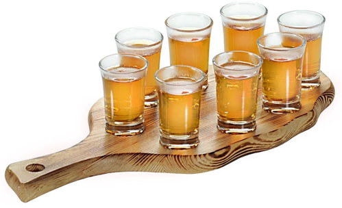 Kesper Shot tray with 8 glasses, 38 × 17 cm, pine wood - Tray - Main image