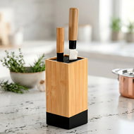 Kesper Knife stand with plastic bristles, bamboo, light brown/black - Knife Block