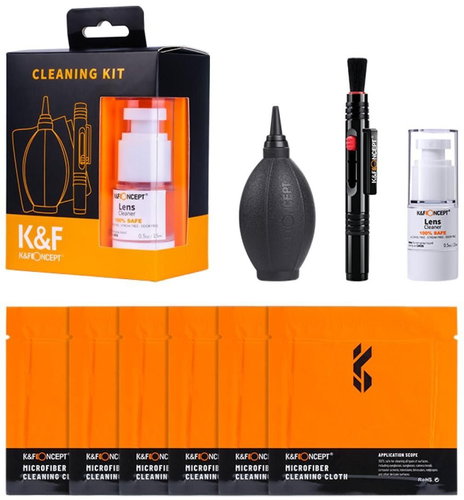 K&F Concept 4in1 Cleaning Kit (1x tisztító toll, 1x pumpa, 6x törlőkendő, 1x tisztító oldat) - Tisztítókészlet - Fő fotó