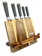 Set of 5 Kassel acacia block knives 93306 with tablet holder - Knife Set