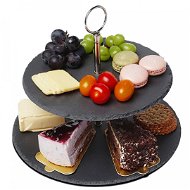 Dvoupatrový kamenný talíř na dorty a občerstvení vE-6231 - Plate