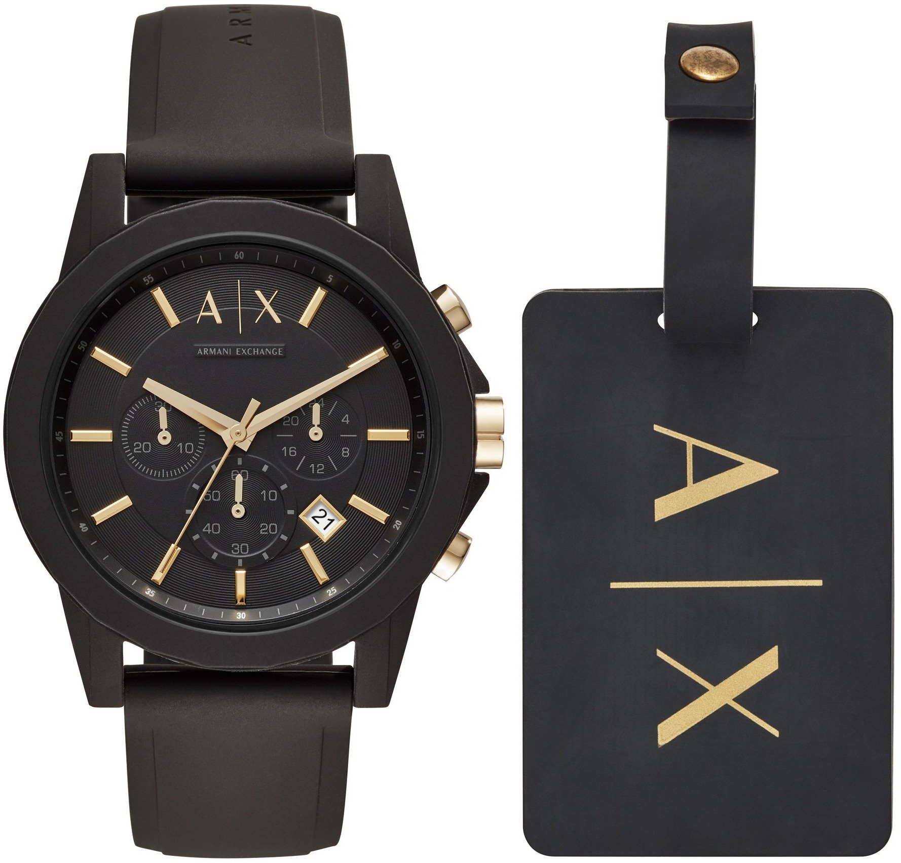 A|X Armani Exchange Men's Black Stainless Steel Bracelet Watch Gift Set  46mm - Macy's