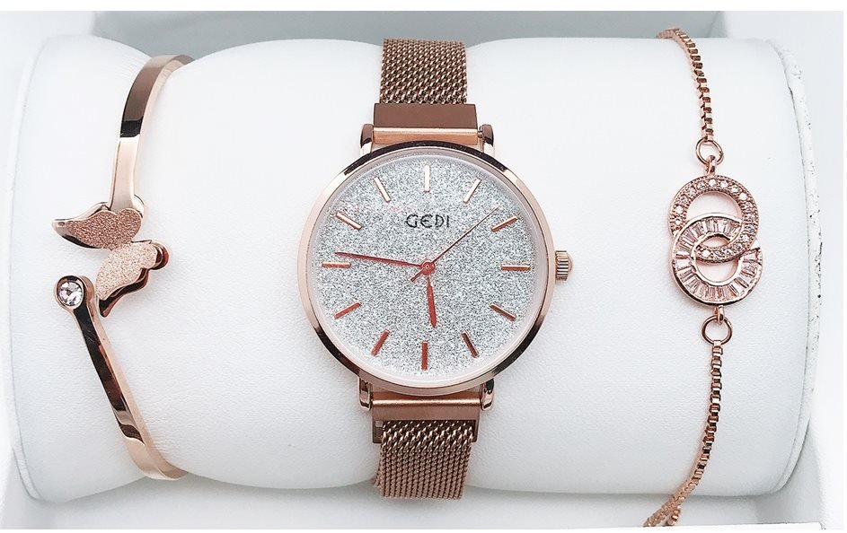 GEDI Women Silver Band Quartz Wristwatches Fashion Watches Bracelet GD –  GEDI Store