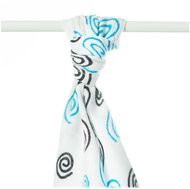 XKKO BMB Bamboo towel 90 × 100, Spirals&Bubbles, Cyan Spirals - Children's Bath Towel