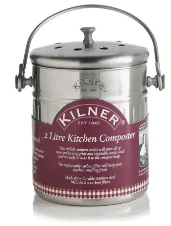 KILNER Komposztáló 19 × 14 cm 2 l rozsdamentes acélból