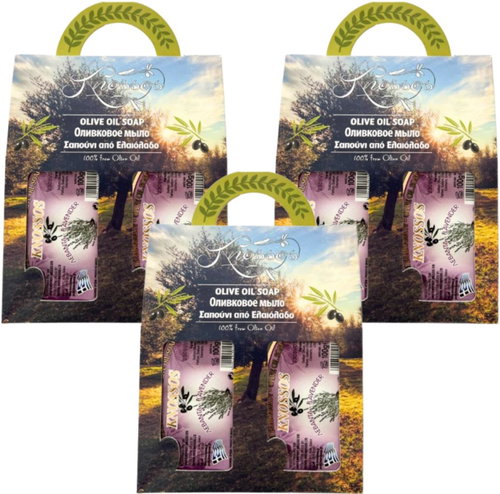 Knossos Dárková sada Olivové mýdlo s vůní levandule 100 g, 2 ks (3 sady) - Cosmetic Gift Set - Main image