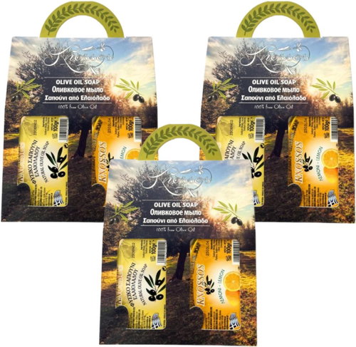 Knossos Dárková sada Olivové mýdlo zelené 100 g + citron 100 g (3 sady) - Cosmetic Gift Set - Main image
