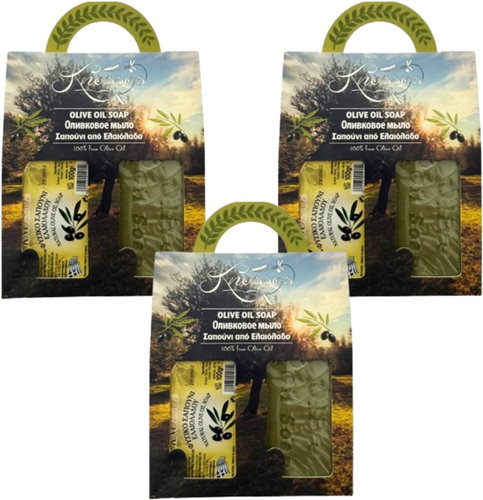 Knossos Dárková sada Olivové mýdlo přírodní zelené 100 g, 2 ks (3 sady) - Cosmetic Gift Set - Main image