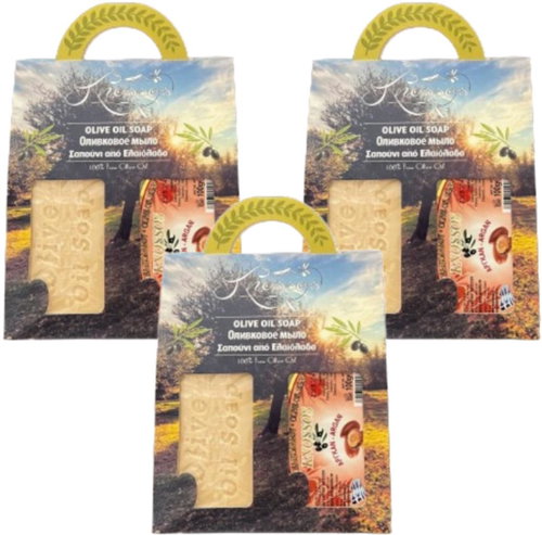 Knossos Dárková sada Olivové mýdlo bílé 100 g + argan 100 g (3 sady) - Cosmetic Gift Set - Main image