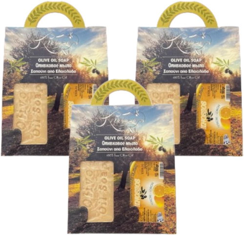 Knossos Dárková sada Olivové mýdlo bílé 100 g + citron 100 g (3 sady) - Cosmetic Gift Set - Main image