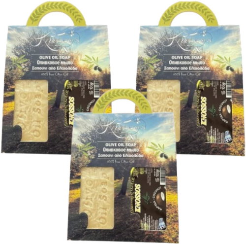 Knossos Dárková sada Olivové mýdlo bílé 100 g + kokos 100 g (3 sady) - Cosmetic Gift Set - Main image
