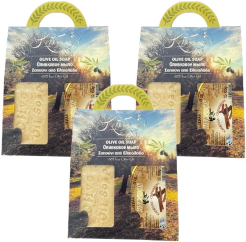 Knossos Dárková sada Olivové mýdlo bílé 100 g + skořice 100 g (3 sady) - Cosmetic Gift Set - Main image