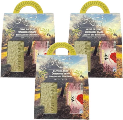 Knossos Dárková sada Olivové mýdlo zelené 100 g + růže 100 g (3 sady) - Cosmetic Gift Set - Main image