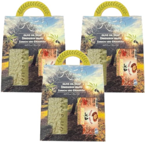 Knossos Dárková sada Olivové mýdlo zelené 100 g + argan 100 g (3 sady) - Cosmetic Gift Set - Main image