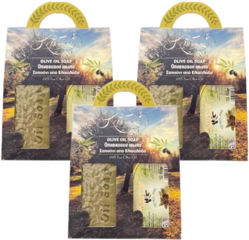 Knossos Dárková sada Olivové mýdlo zelené 100 g + borovice 100 g (3 sady) - Cosmetic Gift Set - Main image