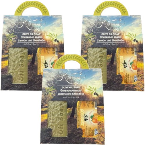 Knossos Dárková sada Olivové mýdlo zelené 100 g + pomeranč 100 g (3 sady) - Cosmetic Gift Set - Main image