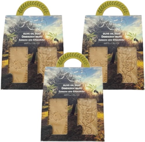 Knossos Dárková sada Olivové mýdlos kozím mlékem a kakaovým máslem 100 g, 2 ks (3 sady) - Cosmetic Gift Set - Main image