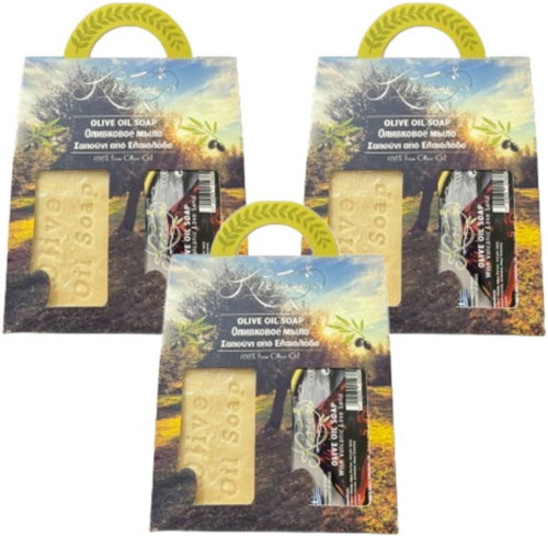 Knossos Dárková sada Olivové mýdlo bílé 100 g + s vulkanickým lávovým pískem 100 g (3 sady) - Cosmetic Gift Set - Main image