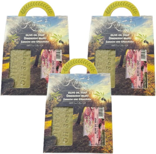 Knossos Dárková sada Olivové mýdlo zelené 100 g + s extraktem třešňového květu 100 g (3 sady) - Cosmetic Gift Set - Main image