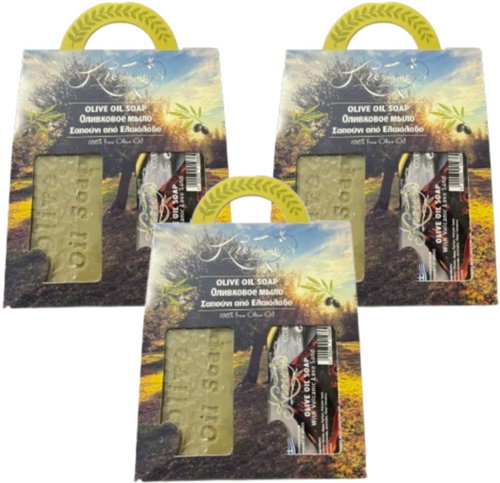 Knossos Dárková sada Olivové mýdlo zelené 100 g + s vulkanickým lávovým pískem 100 g (3 sady) - Cosmetic Gift Set - Main image