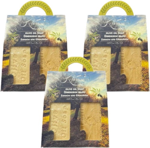 Knossos Dárková sada Olivové mýdlo bílé 100 g + s kozím mlékem a kakaovým máslem 100 g (3 sady) - Cosmetic Gift Set - Main image