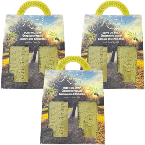 Knossos Dárková sada Olivové mýdlo zelené 100 g + s kozím mlékem a hlemýždím hlenem 100 g (3 sady) - Cosmetic Gift Set - Main image