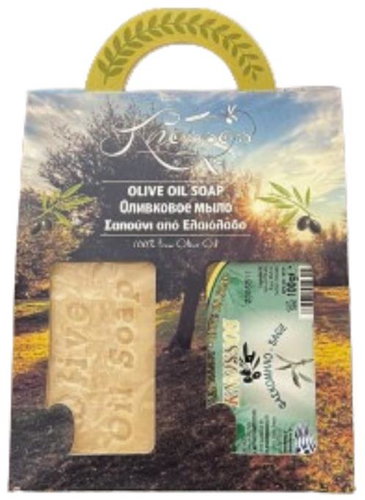 KNOSSOS Dárková sada Olivové mýdlo bílé 100 g + šalvej 100 g - Cosmetic Gift Set - Main image
