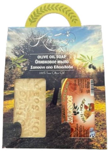 KNOSSOS Dárková sada Olivové mýdlo bílé 100 g + med 100 g - Cosmetic Gift Set - Main image