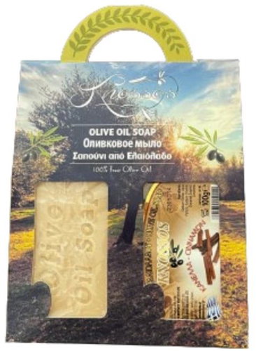 KNOSSOS Dárková sada Olivové mýdlo bílé 100 g + skořice 100 g - Cosmetic Gift Set - Main image