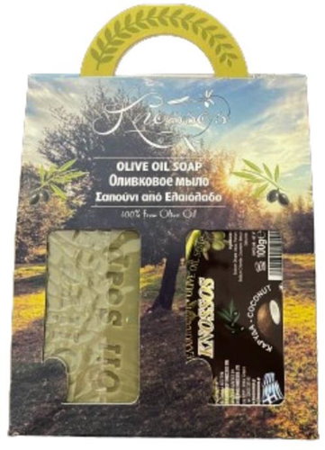 KNOSSOS Dárková sada Olivové mýdlo zelené 100 g + kokos 100 g - Cosmetic Gift Set - Main image