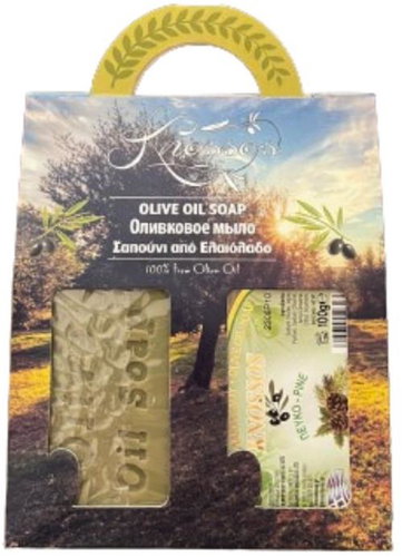 KNOSSOS Dárková sada Olivové mýdlo zelené 100 g + borovice 100 g - Cosmetic Gift Set - Main image