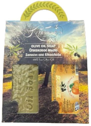 KNOSSOS Dárková sada Olivové mýdlo zelené 100 g + pomeranč 100 g - Cosmetic Gift Set - Main image
