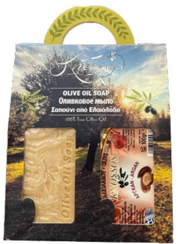 KNOSSOS Dárková sada Olivové mýdlo s vůní arganu 100 g, 2 ks - Cosmetic Gift Set - Main image